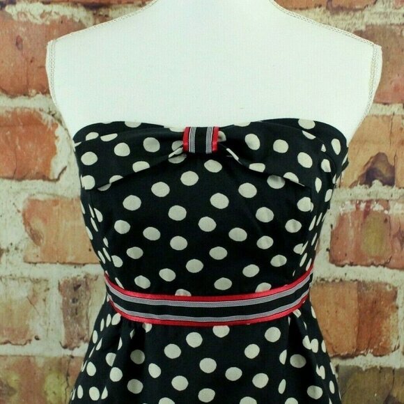 {Anthro} MAEVE Polka-Peppered Dress Strapless Cute - Picture 4 of 8